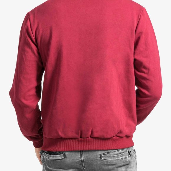 OLGYN Men’s Quilted Knitted Red Bomber Jacket - Picture 2 of 4